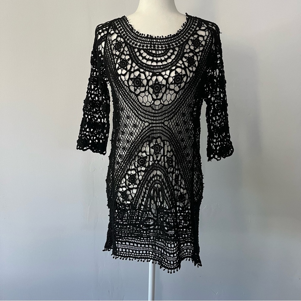 Pura Vida Women’s Bathing Suit Cover Up Crochet Lace Bikini Swimsuit Dress Sz M - Picture 2 of 11